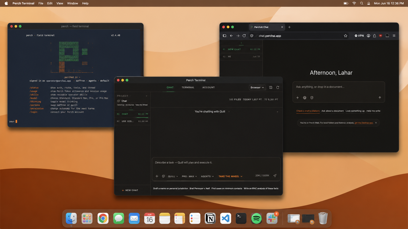 Perch AI running across Web, Desktop, and CLI